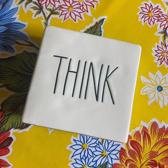 Rae Dunn "THINK" "EVOLVE" Square Plaque Desk Paperweight - Picture 2 of 4